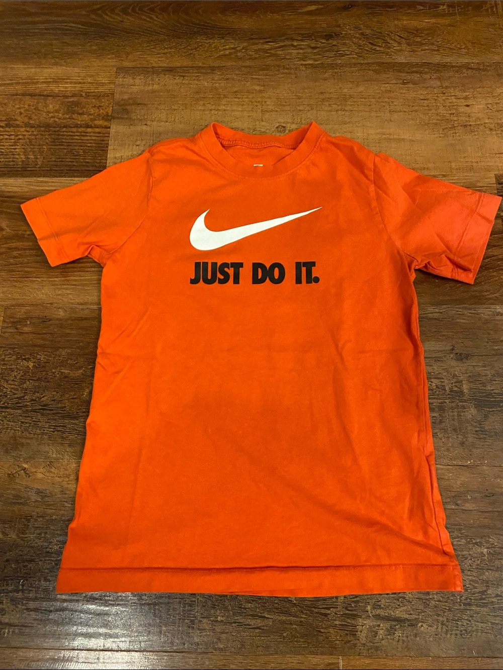 Nike Orange Swoosh Tee with 'Just Do It.' Graphic